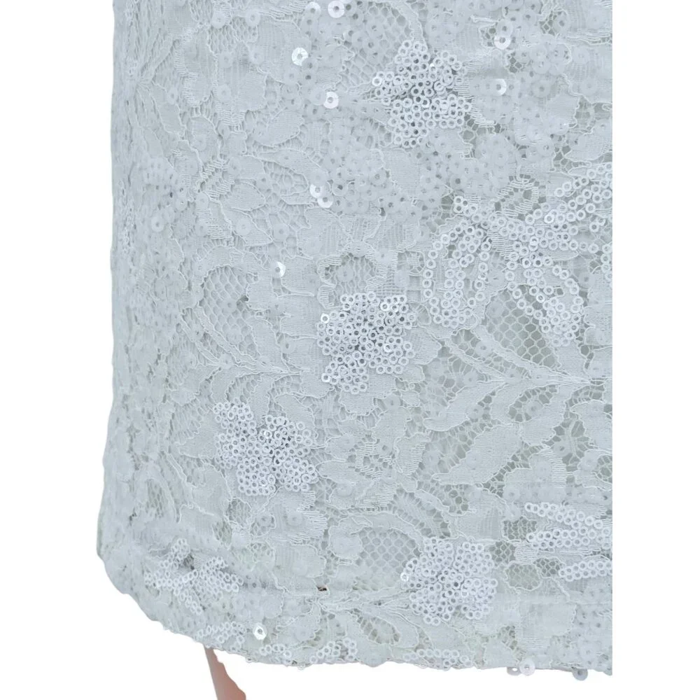 Vintage Hollister Cream Floral Lace & Sequin Embellished Mini Skirt Y2K - Picture 7 of 16